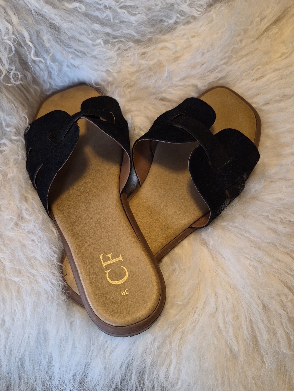 Black Suede Slide Sandals - Women's Casual Slip-On
